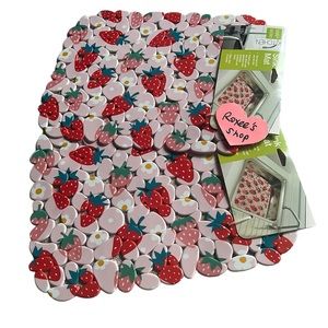 Pink Strawberry Fruit Sink Mat Set | 2pcs